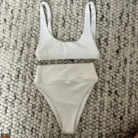 White Rib Beach Riot Swimsuit - Picture 3 of 6